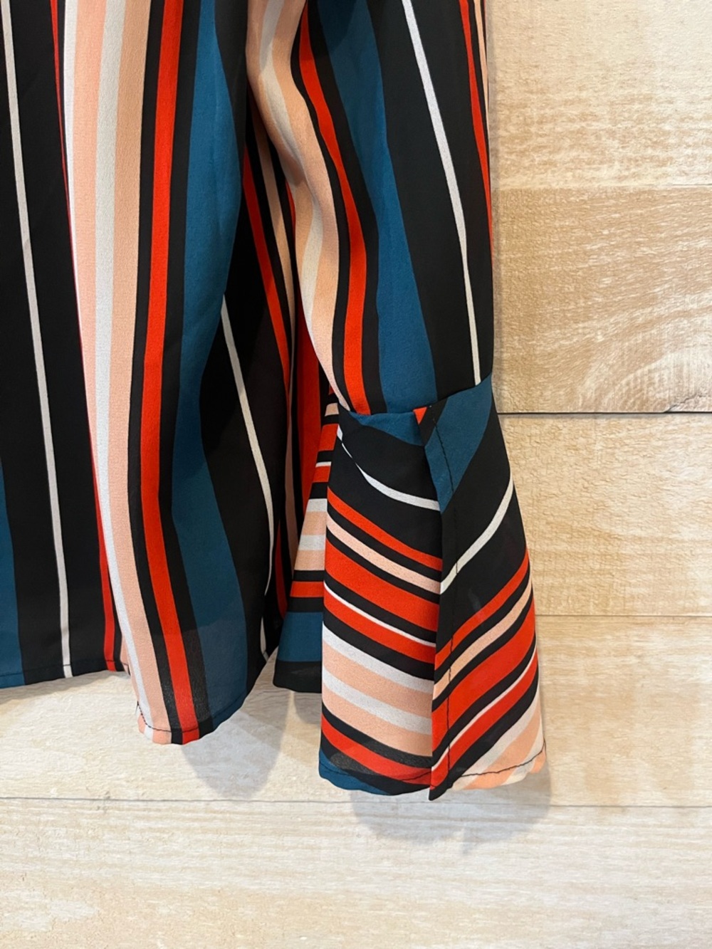 Charming Charlie Multicolor Vertical Stripe Blouse with bell sleeves - Picture 4 of 7